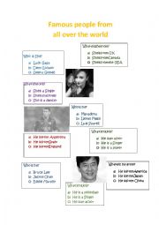 English Worksheet: famous people from all over the world