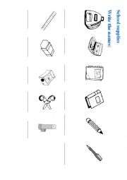 English Worksheet: school objects