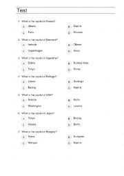English Worksheet: Countries and capitals