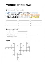 English Worksheet: Months of the year