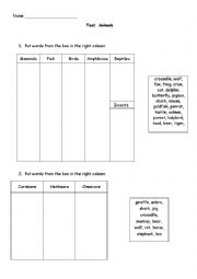 English Worksheet: Animal Test