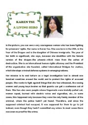 English Worksheet: Karen Tse - A living hero