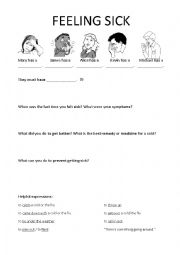 English Worksheet: FEELING SICK