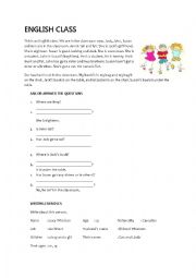 English Worksheet: ENGLISH CLASS