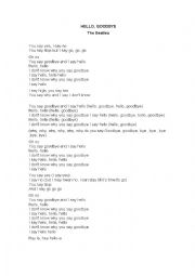 English Worksheet: Hello, Goodbye Song (Beatles