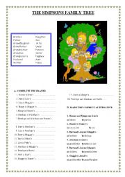 English Worksheet: THE SIMPSONS FAMILY TREE