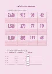 English Worksheet: Numbers 