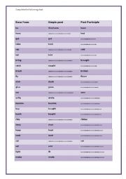 English Worksheet: worksheet about the irregular verbs