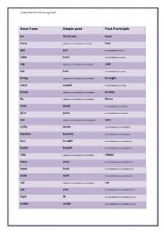 English Worksheet: worksheet about the irregular verbs