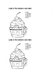 English Worksheet: Colour the cupcake