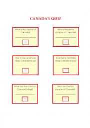 English Worksheet: Canadas Quiz