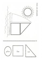 English Worksheet: geometric figures and colours