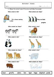 English Worksheet: plural animals