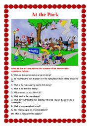 English Worksheet: At the Park