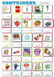 English Worksheet: Containers ***FILL IN***