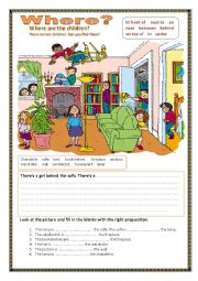 English Worksheet: Prepositions of place. 