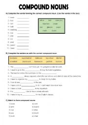 English Worksheet: Compound nouns