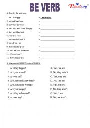 English Worksheet: To be Verb