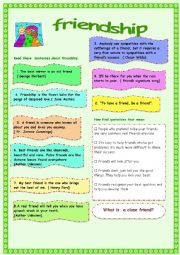 English Worksheet: friendship