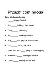 English Worksheet: present continuos