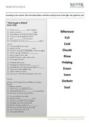 English Worksheet: Song activity - Youve got a friend