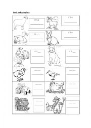 English Worksheet: Complete - Farm animals
