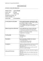 English Worksheet: lesson plan