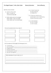 English Worksheet: Simple Present and General Information