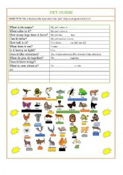 English Worksheet: PET GUESS