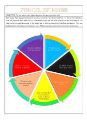 English Worksheet: PENCIL SPINNER ( info share)