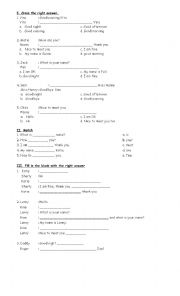 English Worksheet: Greeting Exercises