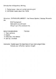 English Worksheet: Simple Summary of Tips for Writing Expository Essays at Younger levels