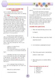 English Worksheet: WORKSHEET FOR READING 10