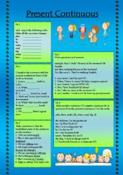 English Worksheet: Present Continuous -exercise