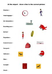 English Worksheet: Airport - draw a line