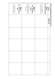 English Worksheet: Seed investigation results table