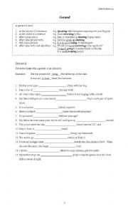 English Worksheet: Gerunds - Precise notes for their uses and exercises