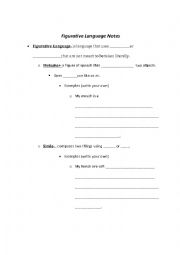 English Worksheet: Figurative Language Notes
