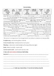 English Worksheet: my last holiday