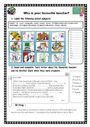 English Worksheet: Who is your favourite teacher ?