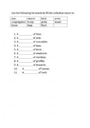 English Worksheet: Collective nouns of African Animals