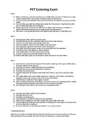 English Worksheet: Cambridge PET Listening Exam Strategies