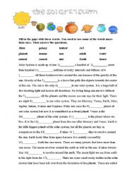 English Worksheet: The Solar System video