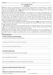 English Worksheet: A comprehension quiz on the theme of health and welfare