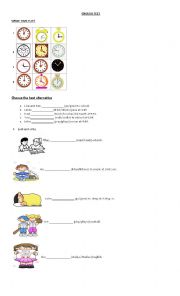 English Worksheet: present simple and time