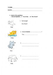 English Worksheet: Can/cant