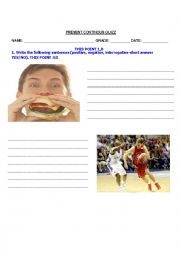 English Worksheet: PRESENT PROGRESSIVE QUIZZ