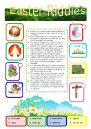 English Worksheet: Easter Riddles - Matching Worksheet