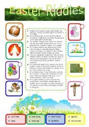 Easter Riddles - Matching Worksheet