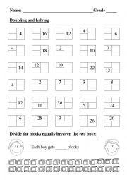 English Worksheet: Doubling and halving